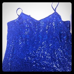 Express royal blue sequin tank top